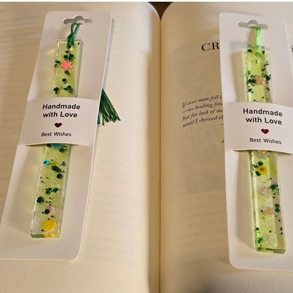 Set of 5 Handmade Resin Floral Bookmarks Cottagecore Fairycore Botanical Gift